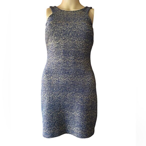 Speechless Size 3 Navy Blue Gold Metallic Sleeveless Bodycon Party Mini Dress - Picture 1 of 9